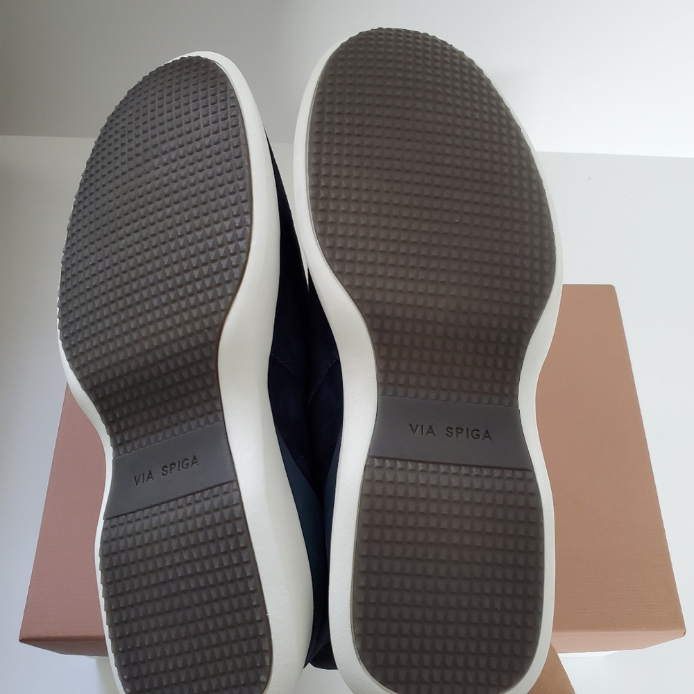 NWT VIA SPIGA Laverno Blue Slip-On Suede Sneakers - Picture 10 of 11